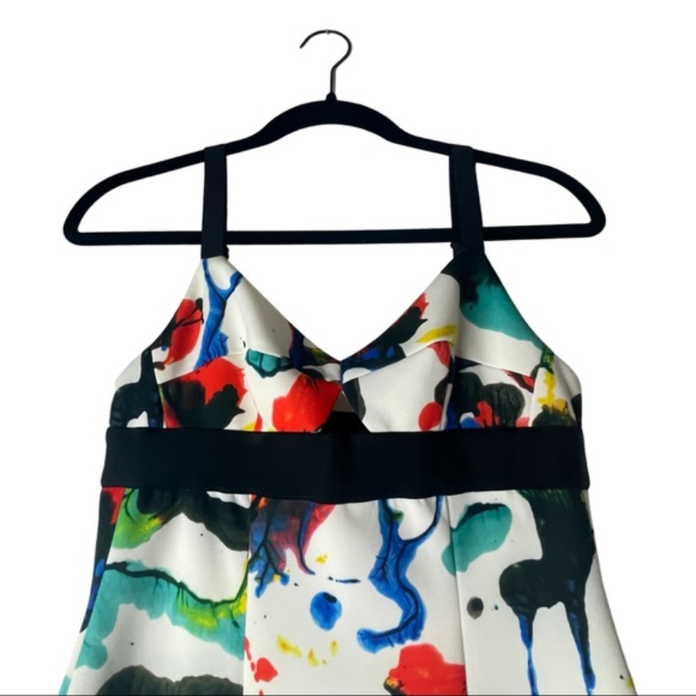 Milly Paint Splatter Expressionist Cut-out Bustier Neoprene Mini Dress - Picture 4 of 5
